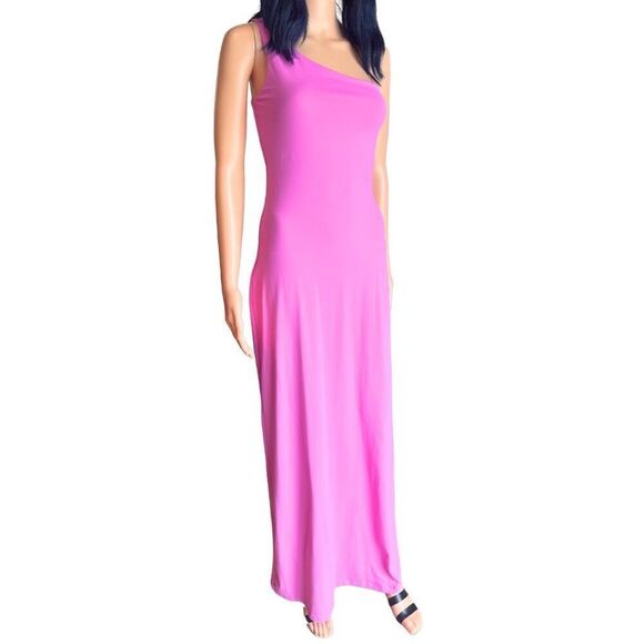 NEW Susana Monaco Pink One Shoulder Maxi Dress - Picture 3 of 6